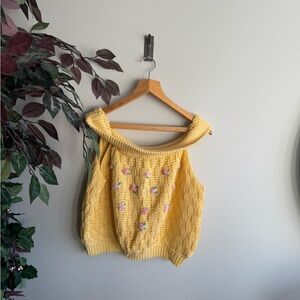 Vintage America Yellow Off-the-Shoulder Sweater